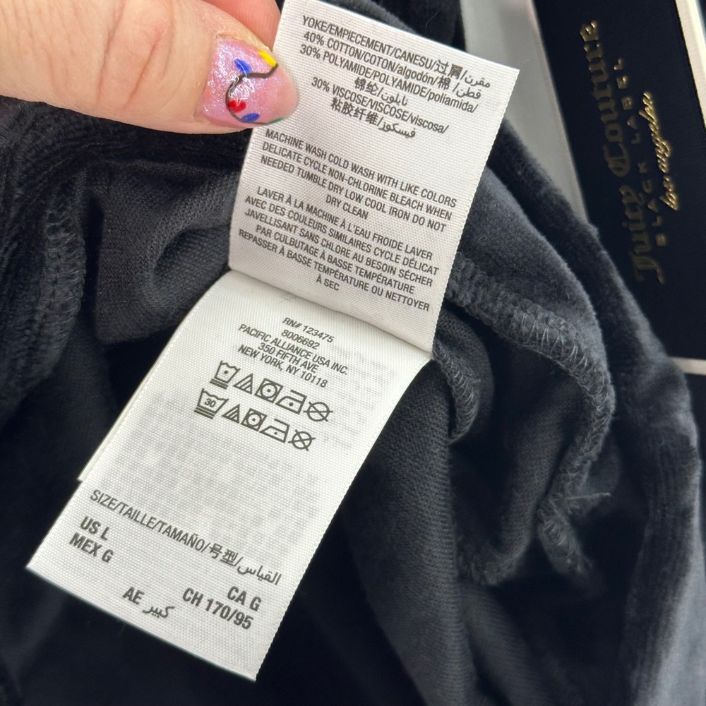 Juicy Couture Black Label Lace Velour Pullover Sweatshirt‎ L Cozy Black Casual - Picture 9 of 10